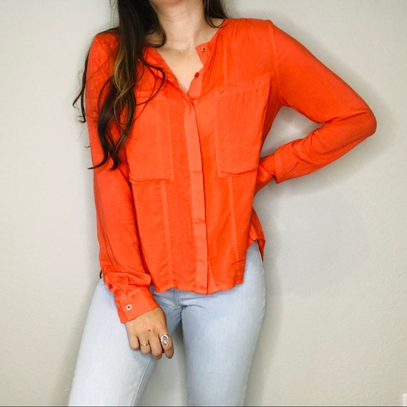 Anthropologie Tops - BLOWOUT SALE Anthro Maeve orange flowy button down